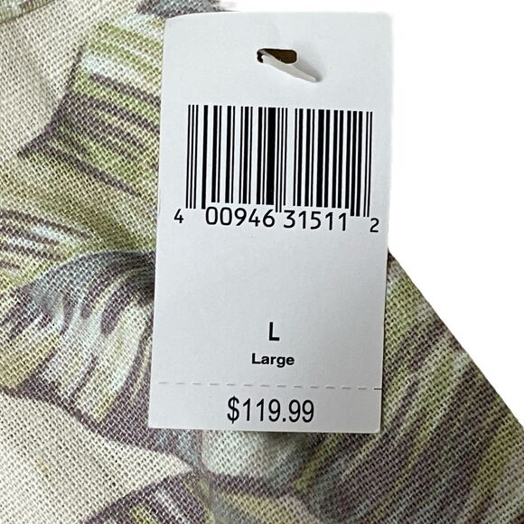 Disney World Mens XL Green Linen Blend Leaf Button Up Shirt Spirit Jersey Parks - Picture 6 of 15